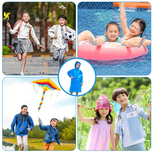 1 Stück Regenponcho Kinder Wasserdicht Regencape Regenmantel Mädchen Jungen Fest - Bild 6 von 6