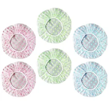 6 PCS Shower Caps, Elastic Reusable Waterproof Plastic Shower Cap
