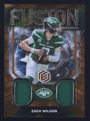 2022   Zach Wilson Elements #FS-4 SP 85/199 Dual Swatch New York Jets NFL  