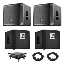 Two Electro-Voice ELX200-12SP 12" powered subwoofers  Covers  Dollies