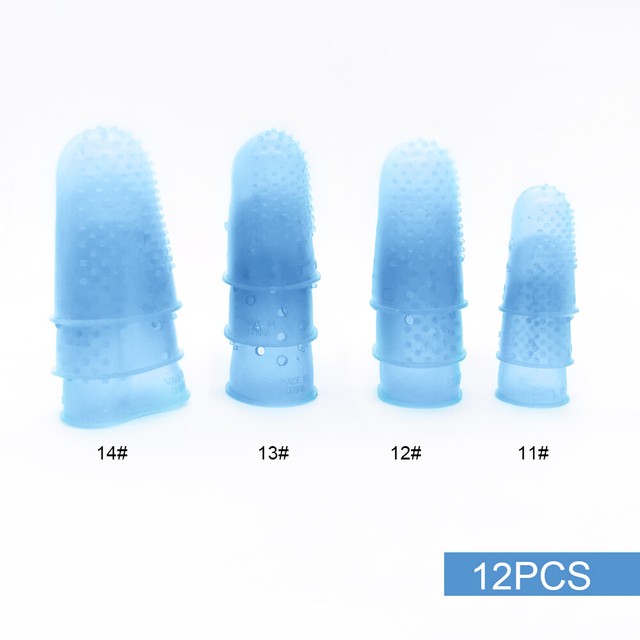 12 SILICONE FINGERTIPS Assorted Sizes Finger Tips Tough Office Supplies