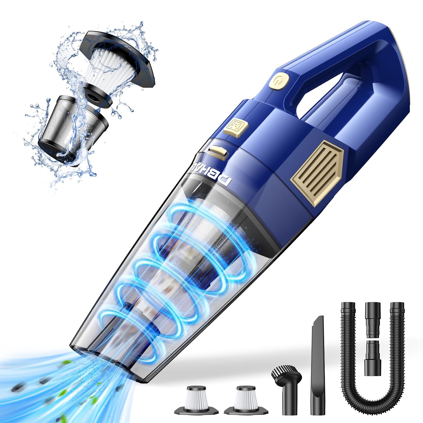 Handheld Car Vacuum Portable Cordless, 15000PA Powerful Suction Car Vacuum Cl...