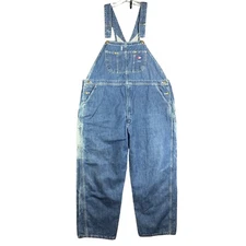 USA Works Bib Overalls Size 46x30 Blue Jean USA MADE Farmer Country Work Denim