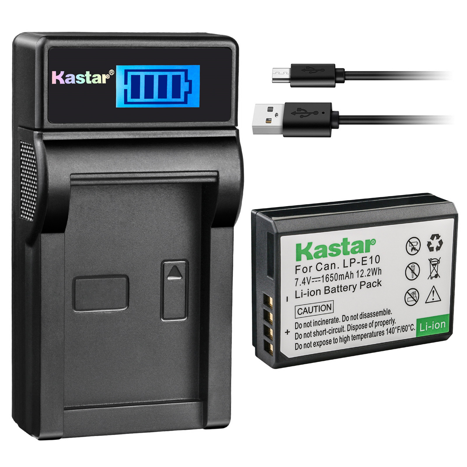 Kastar Battery LCD Charger for Canon LPE10 LCE10 & Canon EOS Rebel T6