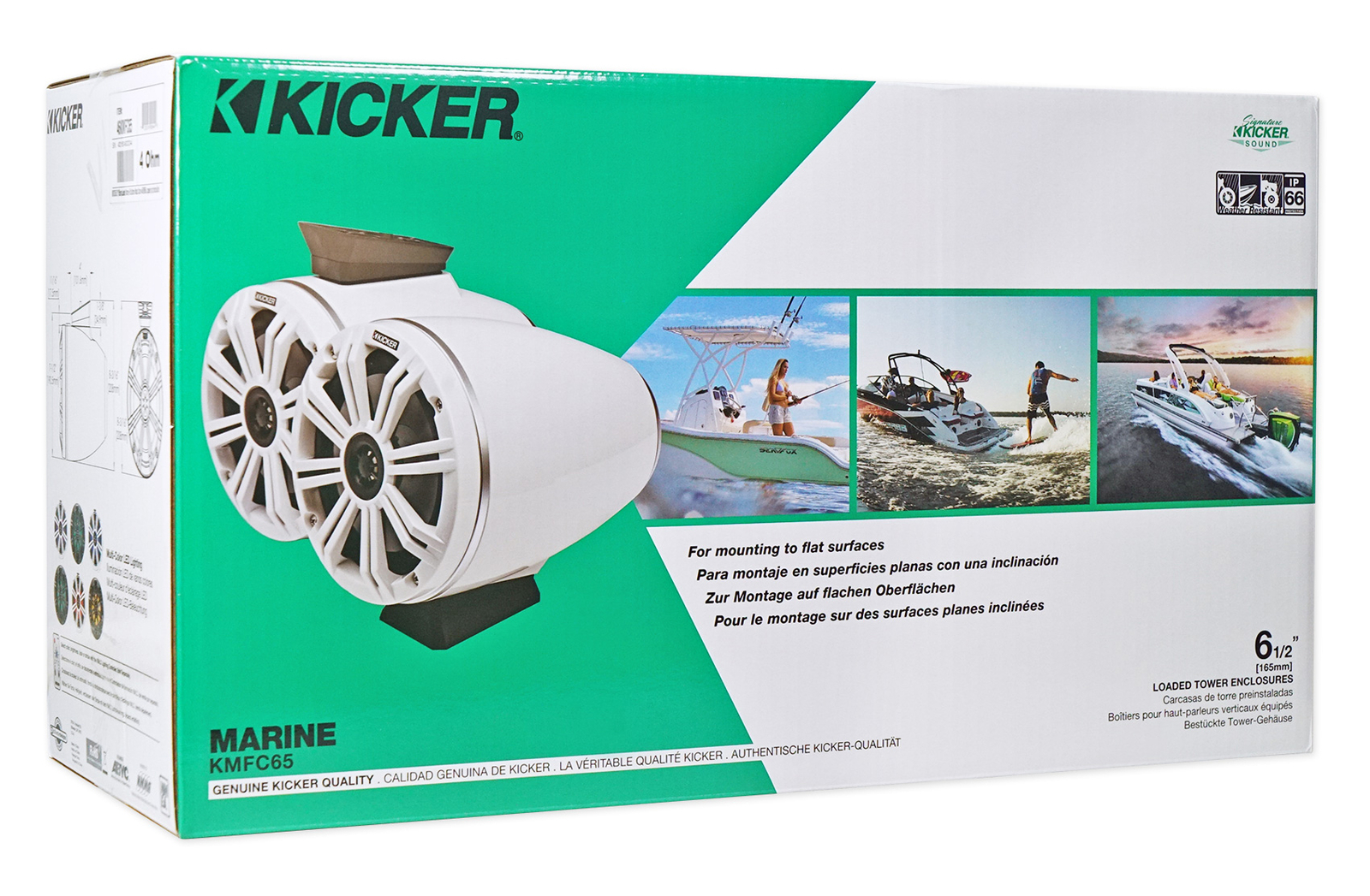2 KICKER KMFC65 65 195 Вт Черные морские светодиодные колонки для поверхностного монтажа Усилитель Комплект проводов