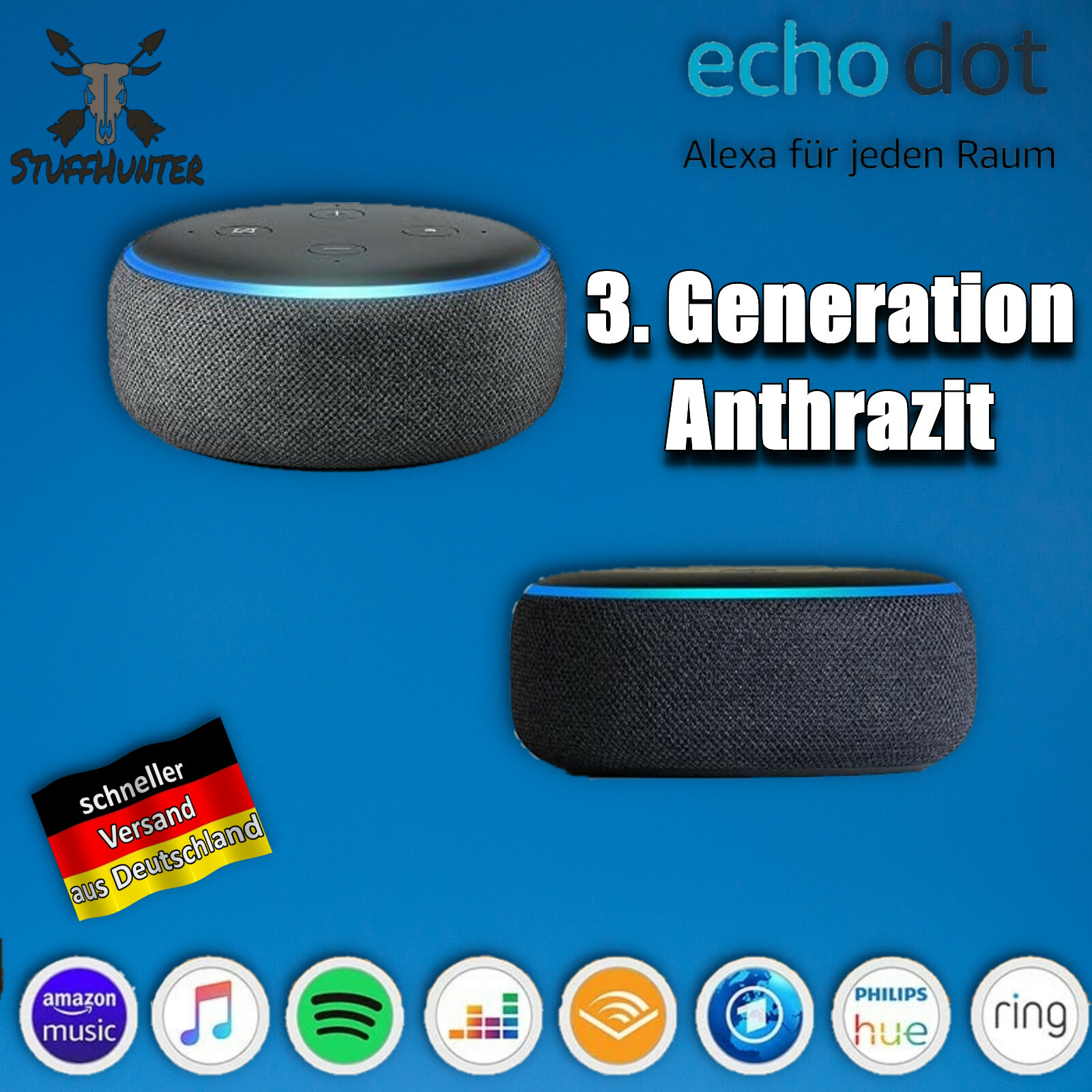 Amazon dot (3. Generation) Loudspeaker Alexa, Anthracite Nip eBay