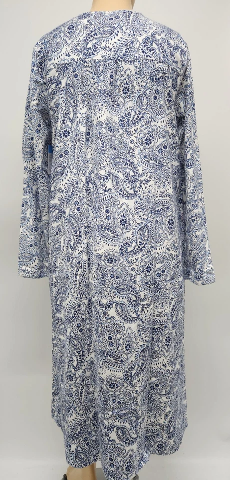 Camisón de franela para mujer 100 % algodón franela blanco/azul cachemira Croft y carretilla Foto 3 de 3