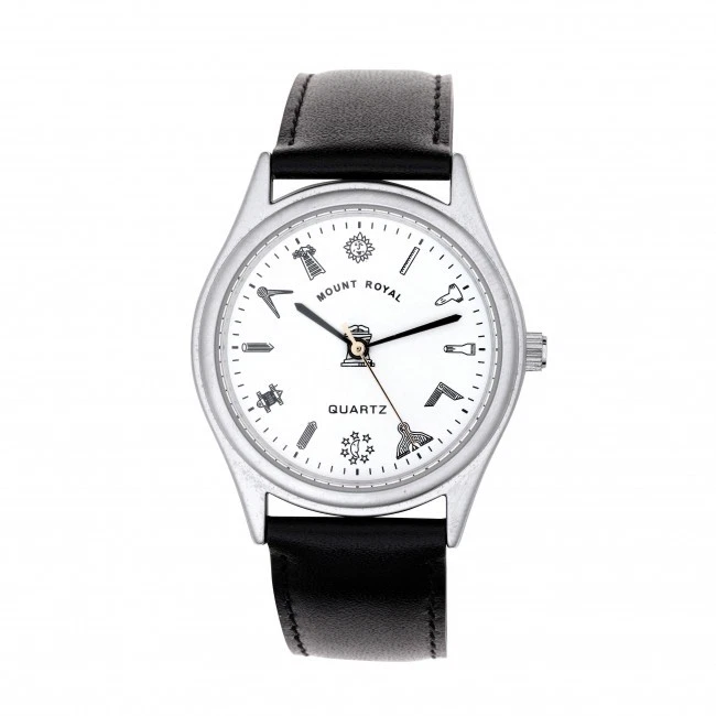 Herren G406 Masonic Silbern Gefasst & Weiß Armband-Uhr - Bild 1 von 1