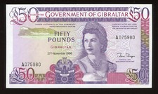1986 Gibraltar / British Administration 50 Pound Pick#24   A3