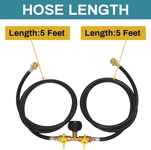 5 Fuß 2 Wege Y Splitter CGA Propan Konverter Adapter Schlauch für QCC1 20 Pfund Tank USA - Bild 5 von 6