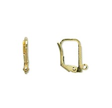 10 Bright Gold Brass Based Basic Square Hinged Leverback Earring Wires Earwires