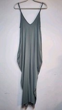 NWT ELAN Draped Maxi Dress Sz M Spaghetti Strap Sage Green Lagenlook Minimalist
