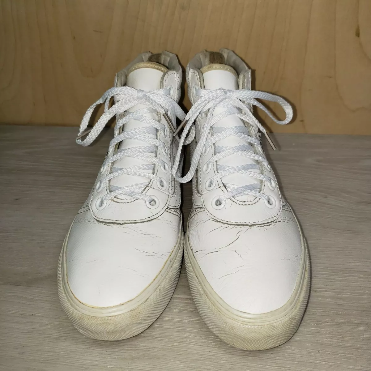 Banco Nido otoño Vans Milton Hi Zip White Perforated Leather 721277 Woman&#039;s 7 UK 4.5 EU  37.5 | eBay