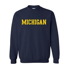 Michigan Wolverines Basic Block Licensed Crewneck Sweatshirt