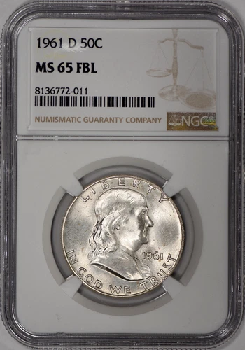 1961-D Franklin Half Dollar 50c NGC MS 65 FBL