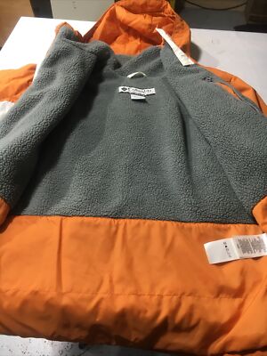 Columbia Sportswear Orange Winter Ski Coat Jacket Zip Hood Button
