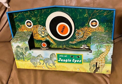 Tin Litho Jungle Eyes Shooting Gallery Target Amusement Park Wind Up by Ohio Art