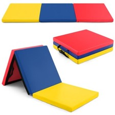 6'x2' Tri-Fold Gym Gymnastics Exercise Mat W/ Handles Removable Zippered Cover