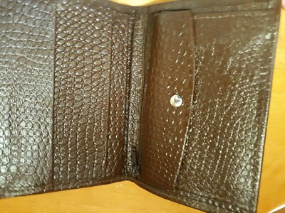 PERUN Vintage Brown Bifold Wallet Mens Slim Clutch Lizard Embossed