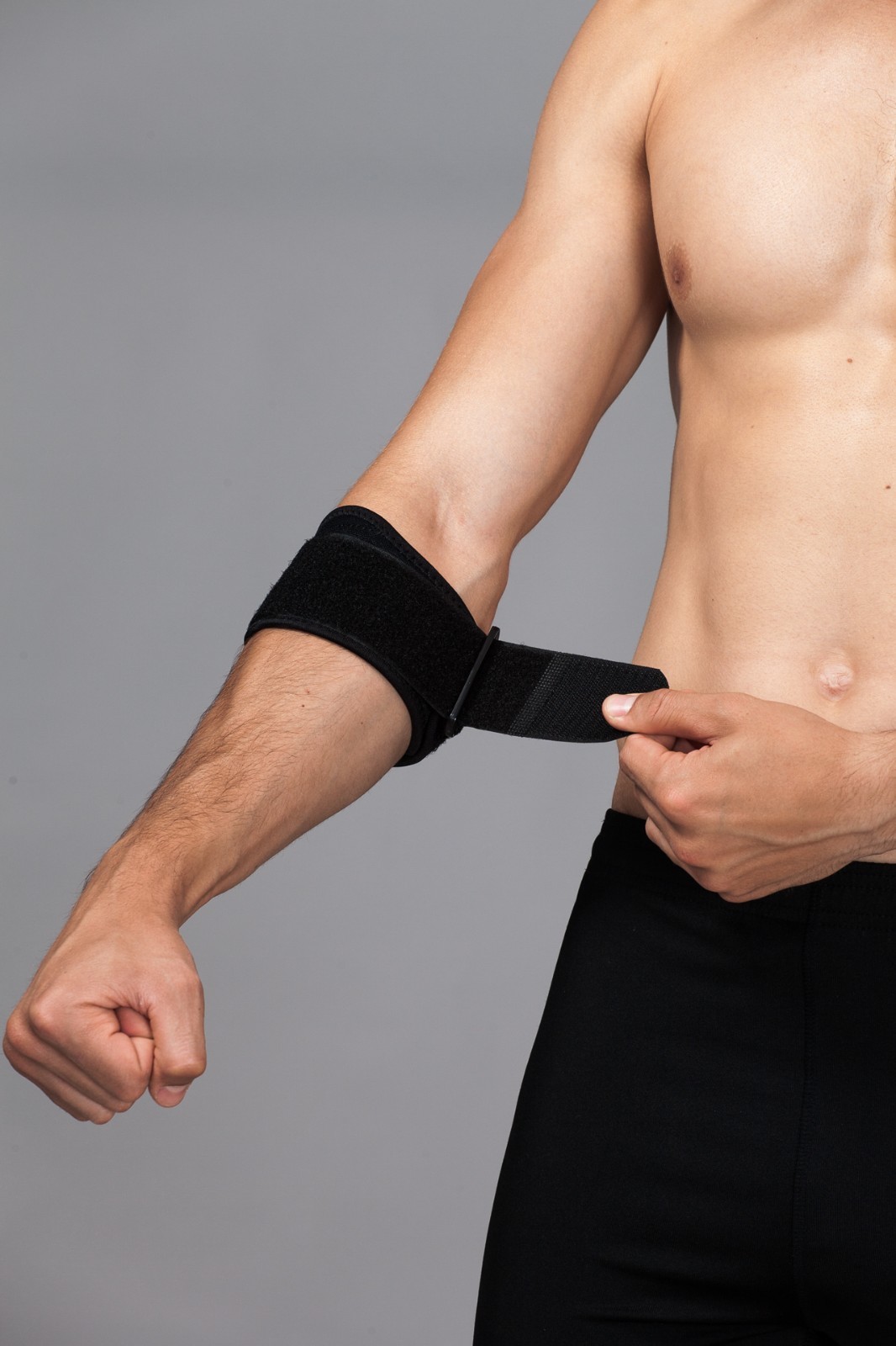 Bandage De Coude Unisexe Avec Pelote De Pression - Lorey - Neuf - Noir - Compression Flexible