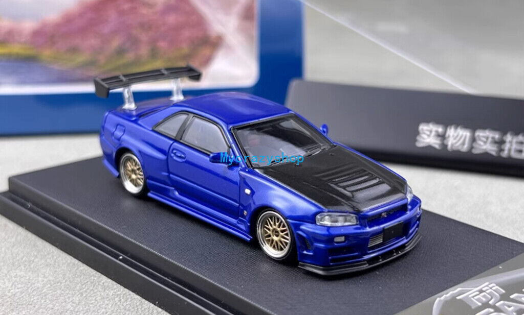CR Fuji 1:64 Blue Carbon Skyline GTR R34 Nismo Z-Tune Model