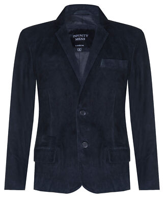 Herren Schwarz Wildleder Blazer Jacke Weich Echt Italienisch Leder Tailliert Vintage Mantel