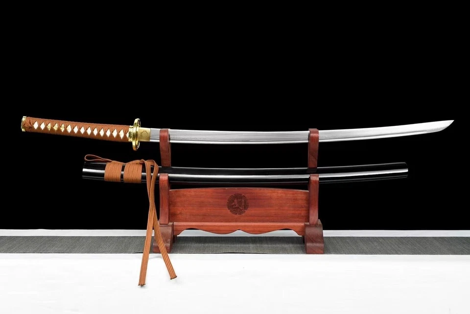 Espada afilada japonesa Rurouni Kenshin Katana única hoja invertida acero Damasco Foto 3 de 4