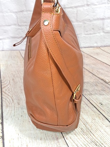 Ora Delphine Jacqueline Pebbled Leather Nutmeg Brown Shoulder Purse Bag - Picture 5 of 15