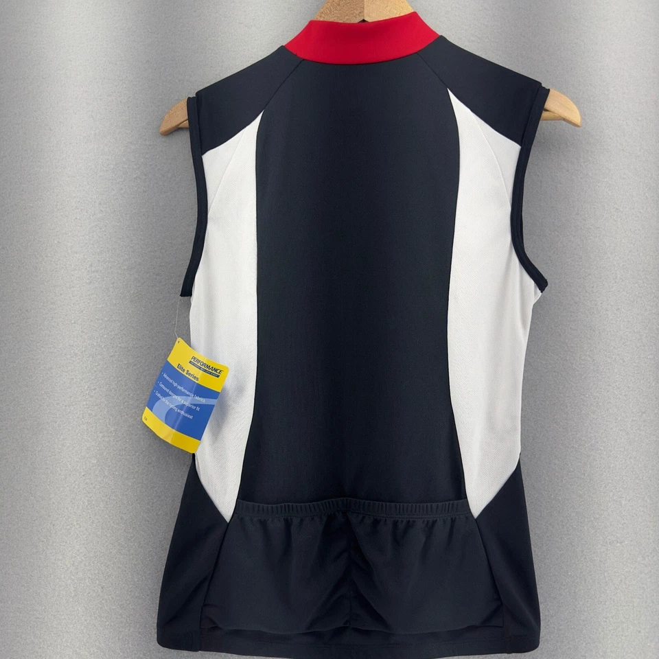 Chaleco de Ciclismo de Rendimiento De Colección Sin Mangas Bolsillos con Cremallera Completa Negro Blanco Rojo L Nuevo con Etiquetas Foto 2 de 4