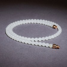 Certified Natural 4-6mm hetian White Jade nephrite Round Beads Necklace 16-25