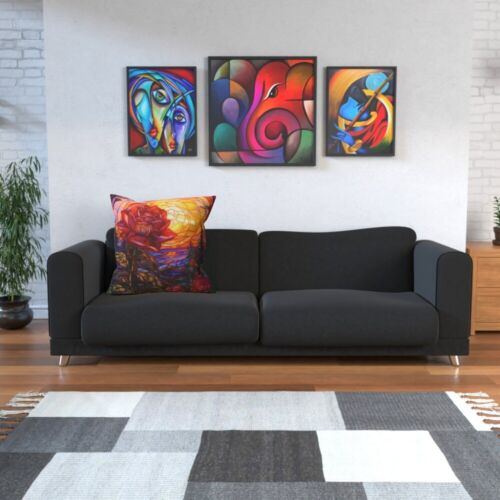 Beauty At Sunset, Stained Glass Window Effect Cushion, Double-Sided, Rose Nature - Picture 5 of 8