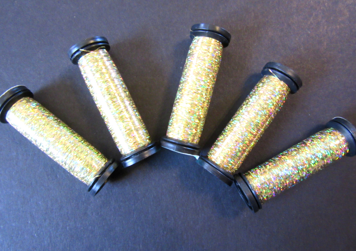 5 Kreinik Metallics Blending Filament #002L GOLD holographic