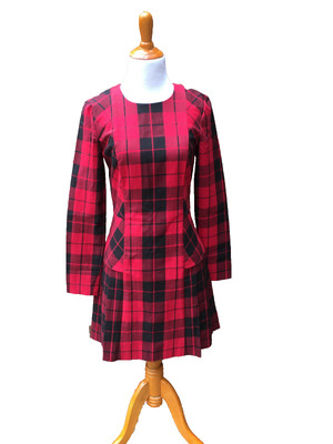 NWOT DKNY DRESS DONNA KAREN 4 NEW YORK COTTON BLEND A -LINE PLEATED RED WOMEN  O