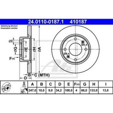 ATE 2x Bremsscheibe hinten 2470 Voll für Peugeot 206 Schrägheck 2A/C 106