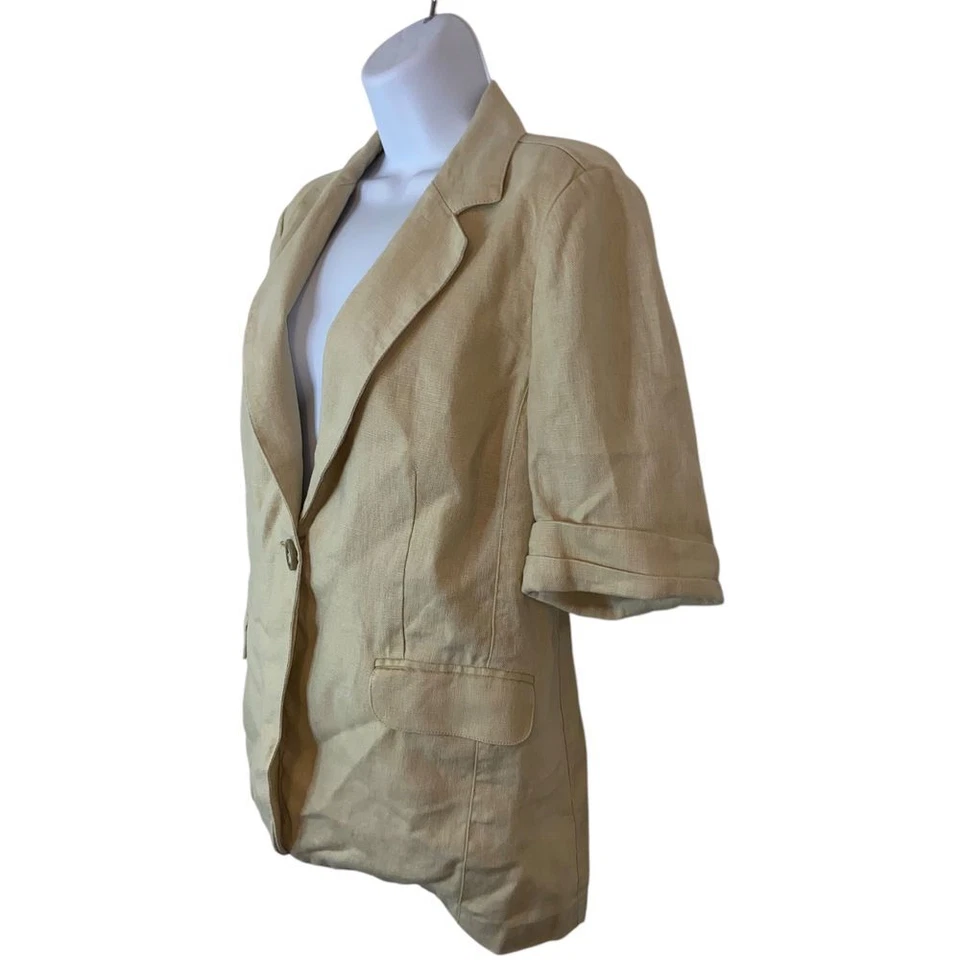 CAbi 100% Linen Safari So Good Long Line Loose Suiting Office Blazer Size Medium - Image 3 of 4