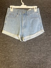 Shein Woman s Size 4 Super High Rise Light Wash Denim Shorts
