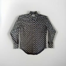 Vtg Rockmount Ranch Wear Western Snap Shirt Men S Blue Aztec Diamond Buttons USA