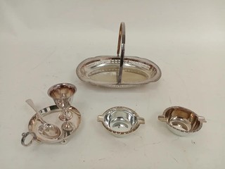 Silver Plated Serving Set Breakfast Walker & Hall Egg Cup Set Plus Tray & Bowls
