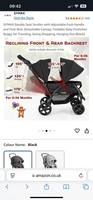 Black Double Gymax Pushchair Excellent Contidition Used Once