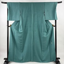 JAPANESE KIMONO FINE PATTERN LIGHT GREEN 165.5cm 5 ft 5 in PURE SILK B1213