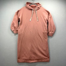 Madewell Betterterry Hoodie Dress Womens L Brown Cotton Fleece Lined Drawstring