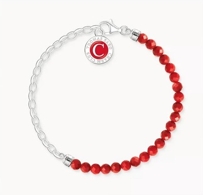 Thomas Sabo Bettelarmband Silber mit roten Perlen BRANDNEU