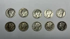 Lot of 10 Mercury Dimes 90% Silver Various Dates Circulated Condition