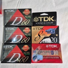 4 SEALED NEW TDK CASSETTE TAPES - D60 AND SUPERIOR D90 8MM TAPE NOT INCLUDED 