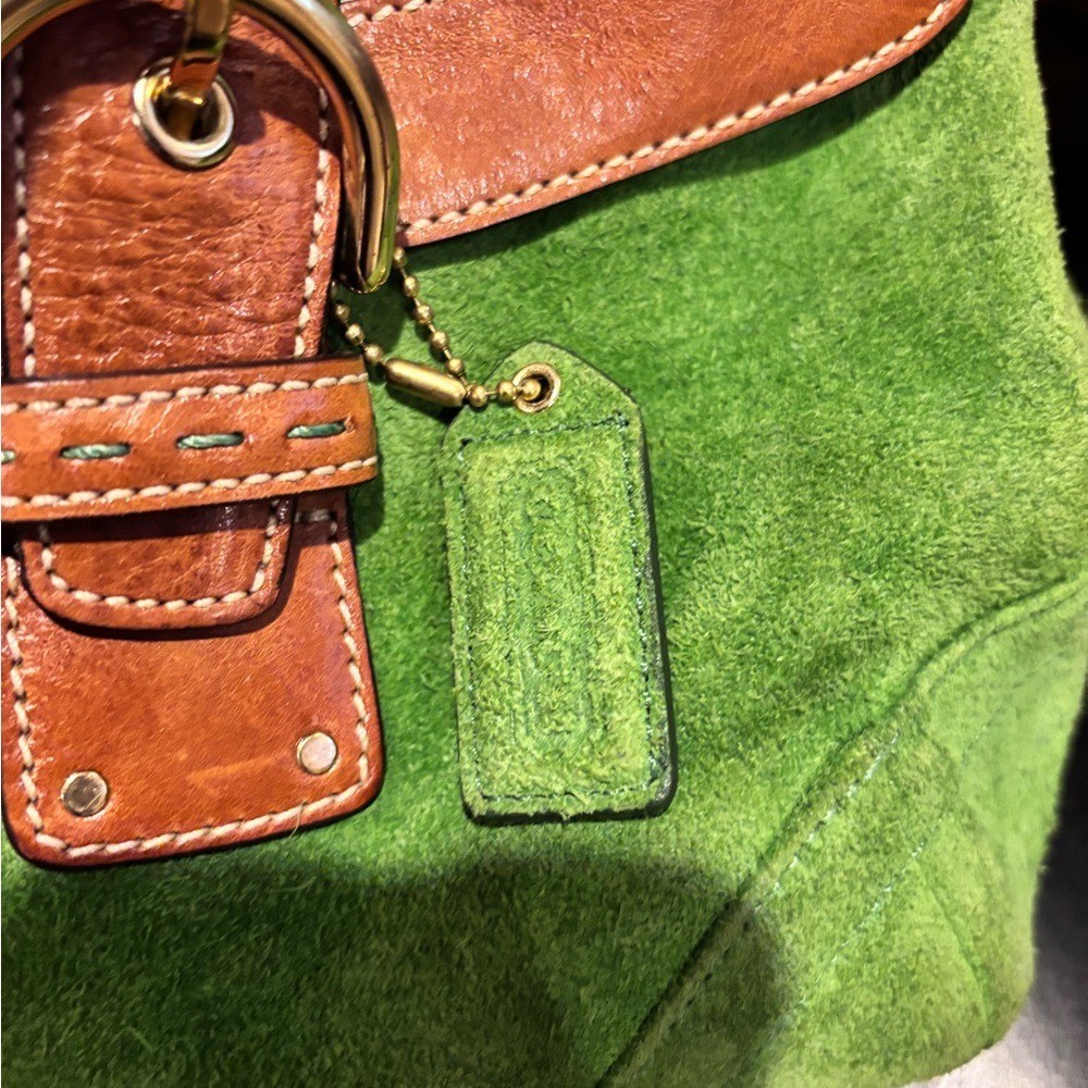 Rare Vintage Y2K 2004 Coach SoHo Green Suede Bag image 3