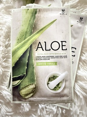 24 Miracle Aloe Sheet Face Mask 22ml - Aloe Vera & Hyaluronic Acid, Soothing 