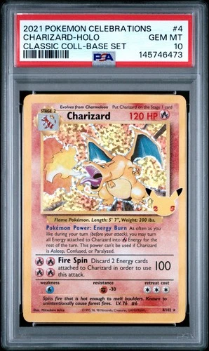 2021 POKEMON CELEBRATIONS CLASSIC COLLECTION #4 CHARIZARD-HOLO PSA 10