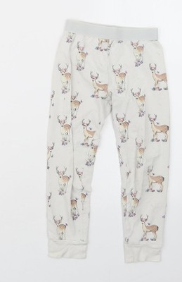 Marks and Spencer Mädchen weiß geometrisches Capri Pyjama Set Größe 4-5 Jahre