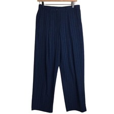 Vintage JG Hook Trouser Pants Womens 6P Navy Striped Pleated Straight Leg