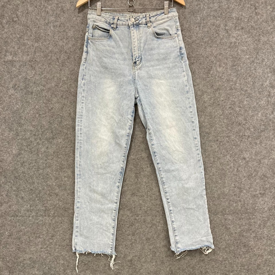 Factorie ZGY Denim Womens Jeans Size 28 Mum Straight High Waist Crop Blue 14601
